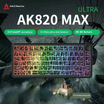 New Ajazz Ak820 Max Ultra/MAX Magnetic Switch Mechanical Keyboard 8k 128khz 0.01mm Rgb Customized Wired Gaming Keybaord E-Sports