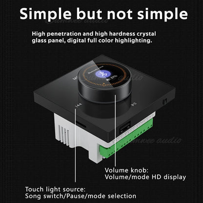 Home audio Wall power Amplifier Mini Stereo Background Music control Panel Bluetooths sound player System with Ceiling speakers
