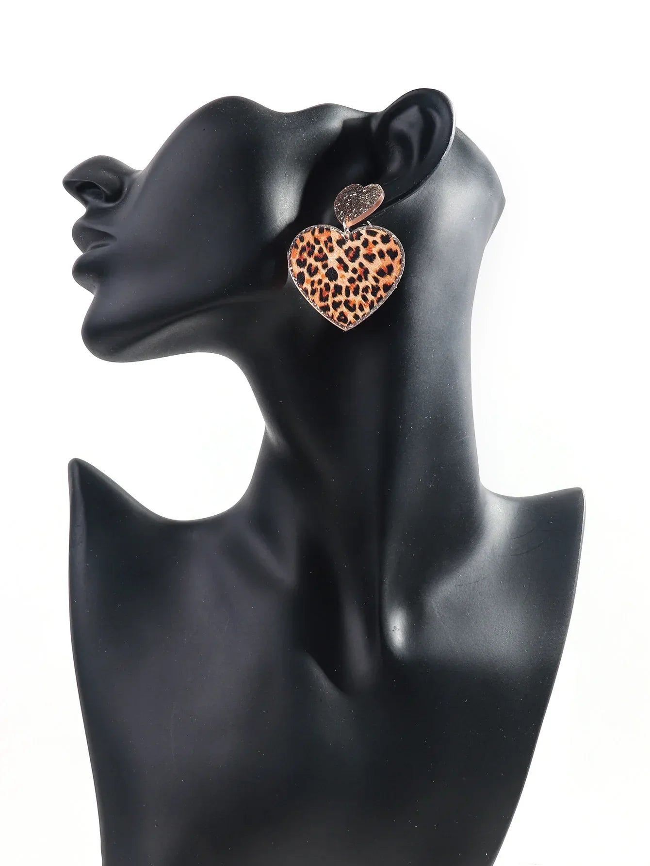 New Purple Glitter Leopard Heart Acrylic Dangle Earrings for Women Trendy Love Hanging Earring Jewelry Valentine's Day Gifts