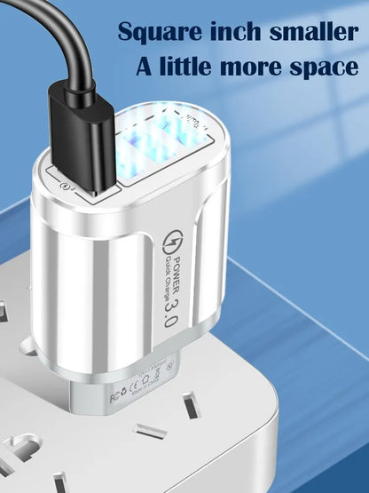 48W Fast Wall Chargers EU/US Plug 4 Port USB Charger Quick Charge 3.0 Mobile Phone Charger For iPhone Samsung Xiaomi Huawei POCO