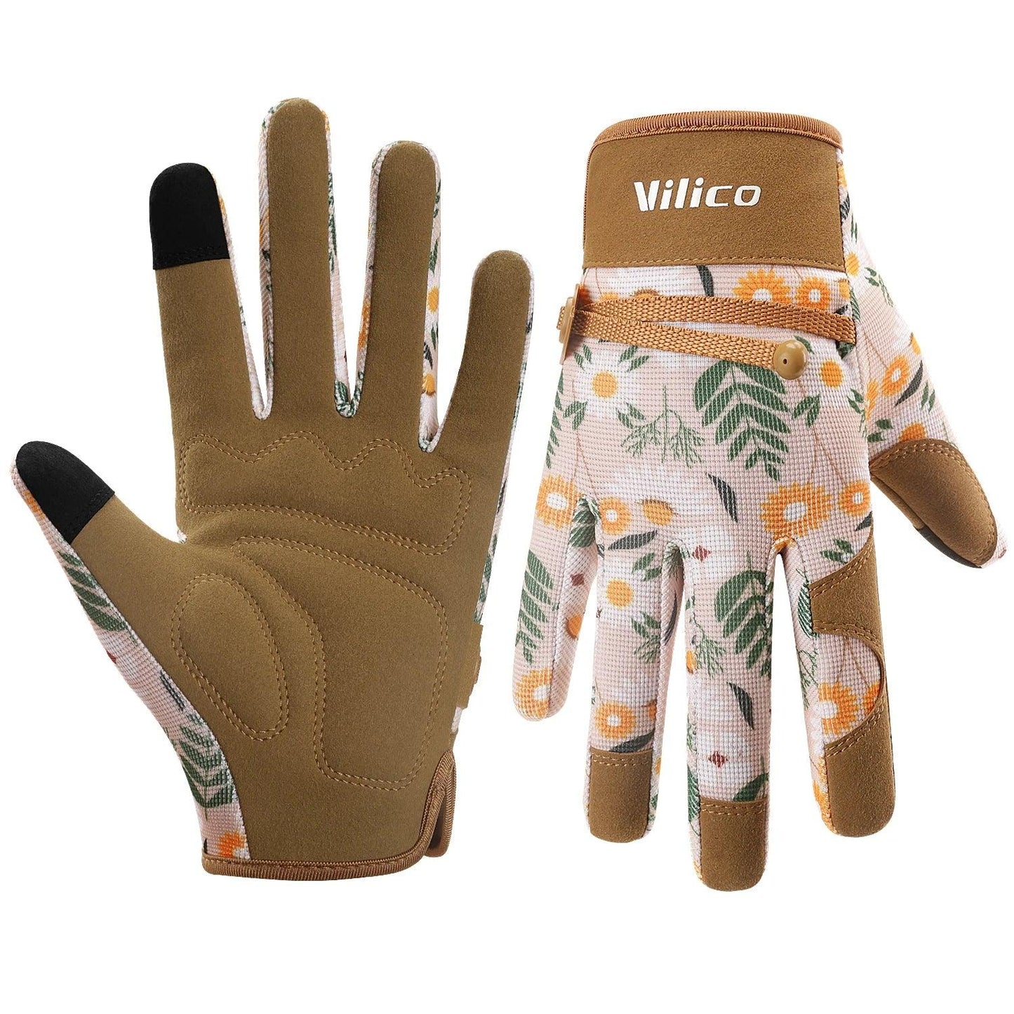 Vilico ladies' gardening gloves, breathable ladies' leather garden garden gloves, the best gift for gardeners