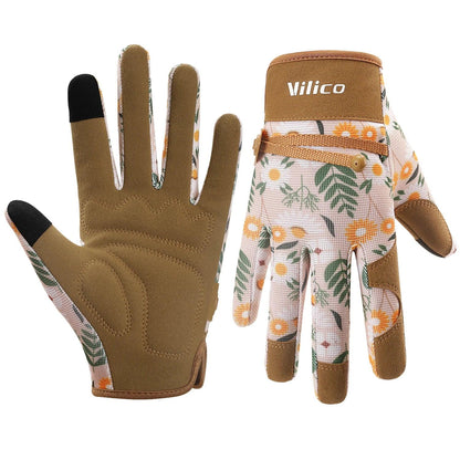Vilico ladies' gardening gloves, breathable ladies' leather garden garden gloves, the best gift for gardeners