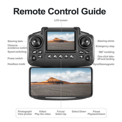 New E88 E99 Drone Remote Control with Screen Dual Camera Optical Flow Localization 2.4G RC Quadcopter One-button Take-off Drones