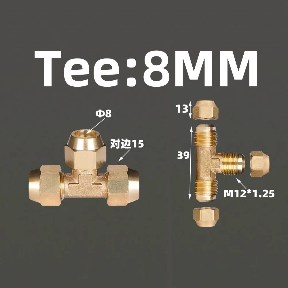 1pcs Flared Brass Straight through pipe fittings 6/8/10/12/14mm Tube connector Fitting Air conditioning extension tool Fitting