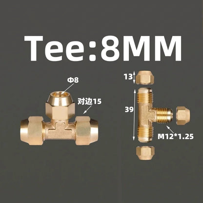 1pcs Flared Brass Straight through pipe fittings 6/8/10/12/14mm Tube connector Fitting Air conditioning extension tool Fitting