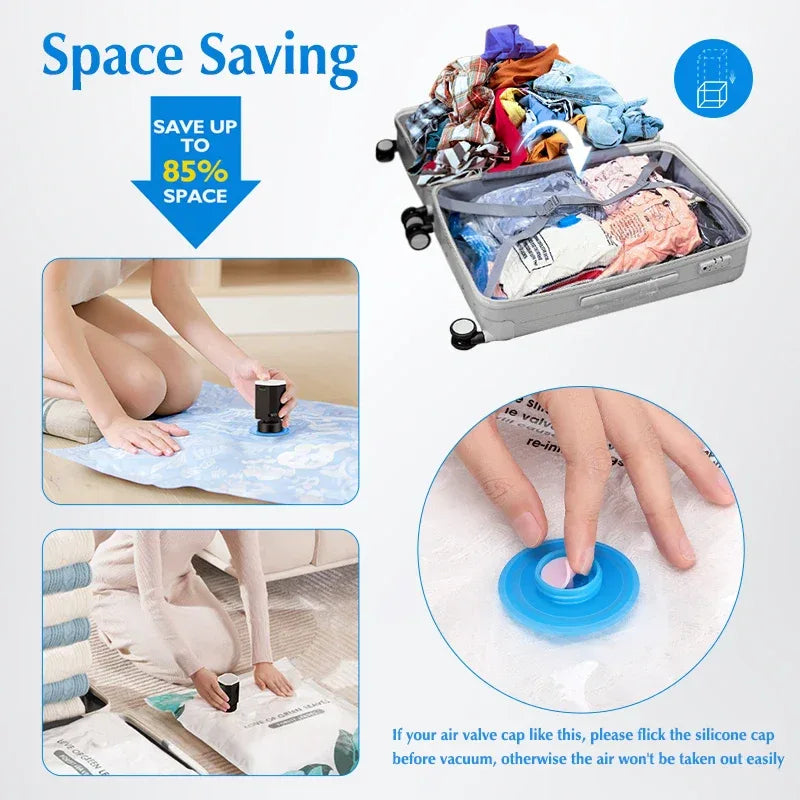 Cordless Electric Pump for Vacuum Storage Bags Travel Rechargable Air Pump for Space Saver Bag Various Clothes Luggage Seal Bags