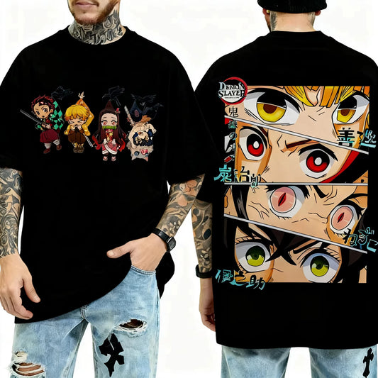 Demon Slayer Anime Character Eyes Printed T-shirt Men's and Women's T-shirt Men's Top Sports T-shirt 2026 Summer New