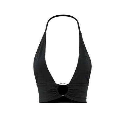 Summer Women Sexy Super-short Tank Tops Patchwork Camis Solid Hollow Out Tops Ladies Sleeveless Strapless V-neck Slim Top Vests