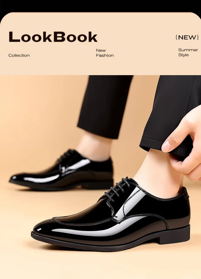 Business Men's Dress Shoes Patent Leather Trend Mens Party Shoe Soft Sole Casual Shoes Plus Size 38-48 Men Shoes High Quality