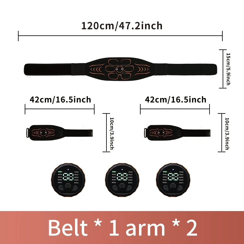 Abdominal Toning Belt EMS Muscle Stimulator Abs Trainer Muscle Toner USB Charge Body Shaping Lose Weight Fat Burn Fitness Unisex
