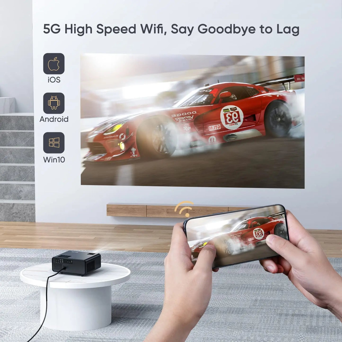 TOPTRO TR22 Projector 4K Supported Native 1080P 480 ANSI 5G WiFi Bluetooth Projector 4D/4P Keystone Correction Home Cinema