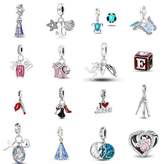 2025 Hot Sale Pink zircon aircraft passport cross Charm Beads Fit 925 Sterling Silver Original women Bracelet DIY Jewelry Gift by PDG ibma