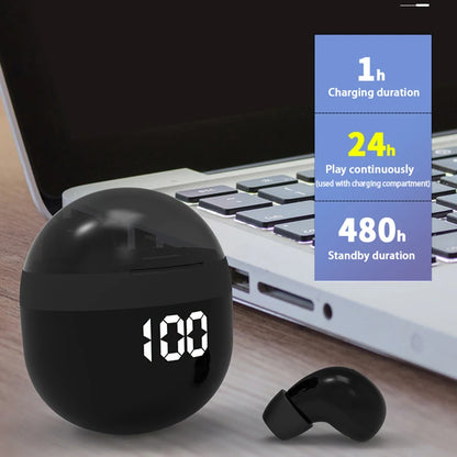 Écouteurs intra-auriculaires invisibles TWS Mini sans fil Bluetooth 5.3 avec microphone et réduction de bruit pour téléphone