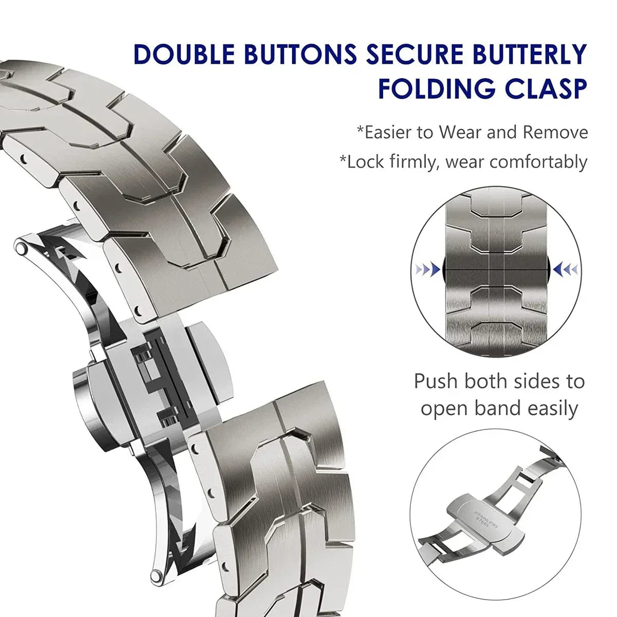 Steel Strap for Huami Amazfit T-rex 3/2 Trex Pro Metal Watch Band for Amazfit T-Rex Ultra Butterfly clasp Smartwatch Accessories
