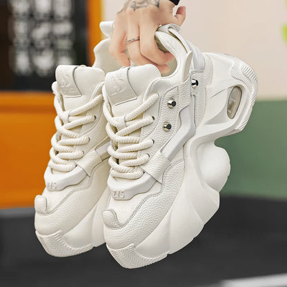 Spring Retro Brown Sneakers Men's Shoes 2025 Chunky Casual Sneakers for Men Comfortable Leather Mens Shoes Trainers basket homme