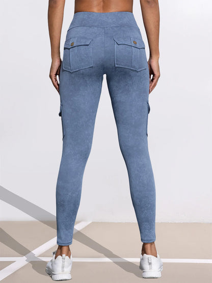 1/3 PCS Washed Print Work Pocket Women Leggings Elastic Butt Lifting Fitness Tights 2025 New Athletic Pants Fashion Streetwear