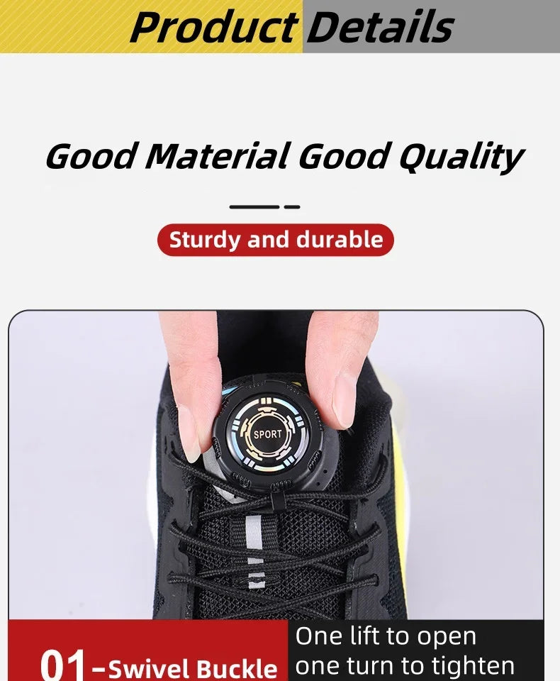 easy installation Automatic Shoelaces Without ties Black white Swivel Buckle Laces Thick Rope Sneakers Shoelace Shoe Accessories