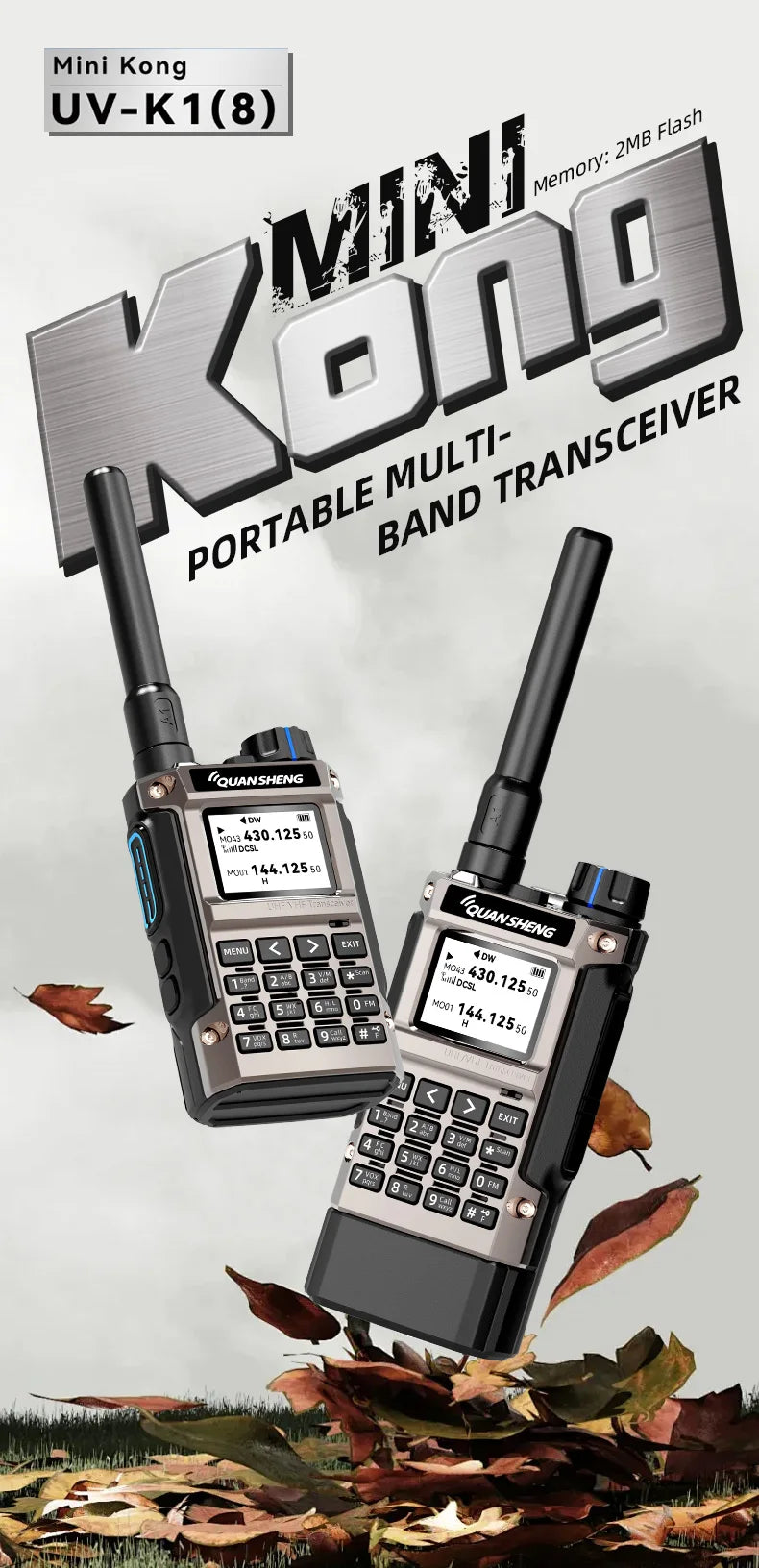 Quansheng UV-K1(8) Air Band Walkie Talkie 50-600MHz Full Band Receive UHF VHF Ham Radio Wireless Frequency Copy Type-C Charging