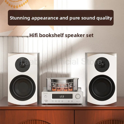 Home Theater Set 5.0 Bluetooth Amplifier 75Wx2 Tube Amp with Aluminum Case 6.5inch Speakers 120W Loudspeakers For Home Studio DJ
