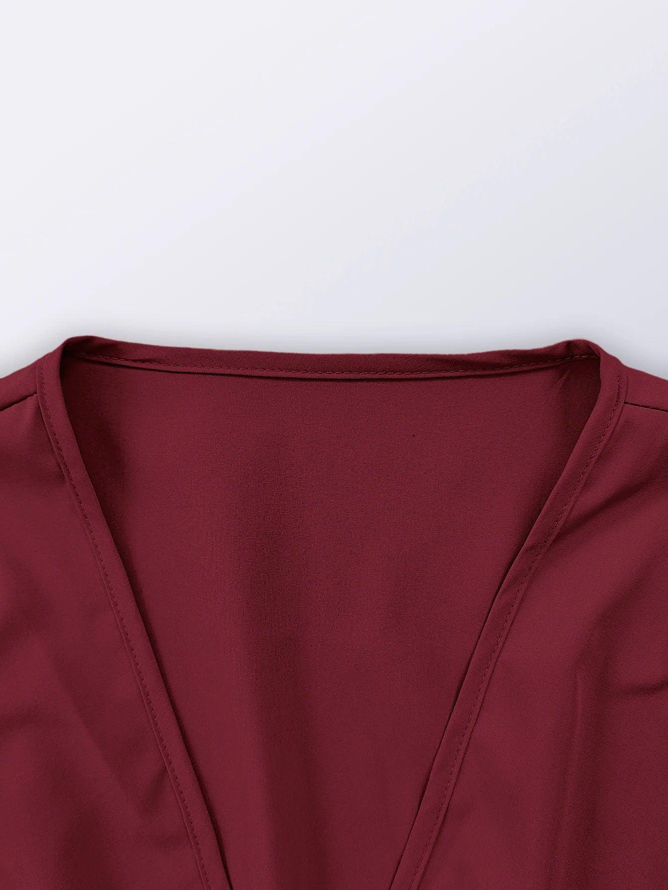 Spring Summer Vacation High Split V-Neck Long Sleeve Dresses for Women Bridesmaid Dress