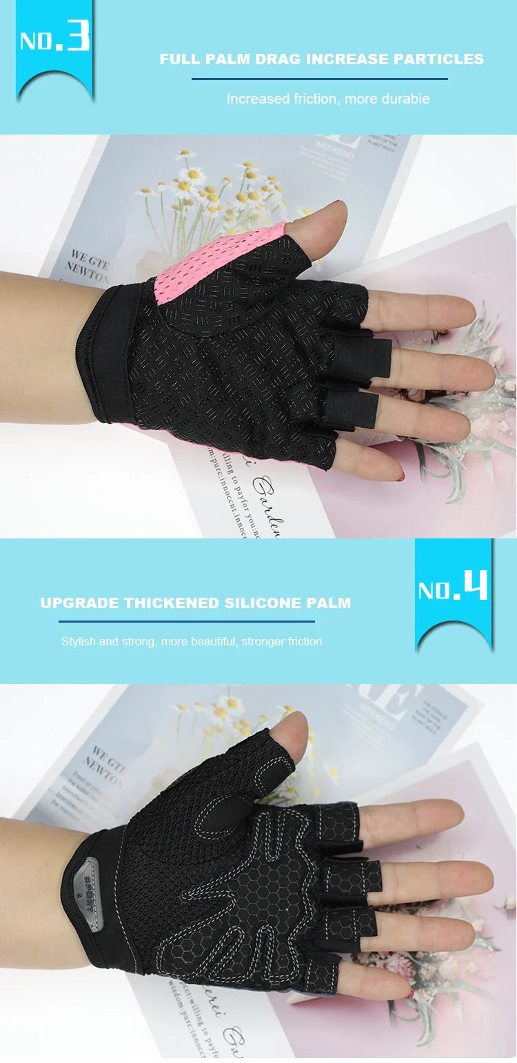 Cycling Fingerless Gloves Professional Gym Fitness Breathable Anti-Slip Women Men Half Finger Summer Fishing Female Bicycle Bike