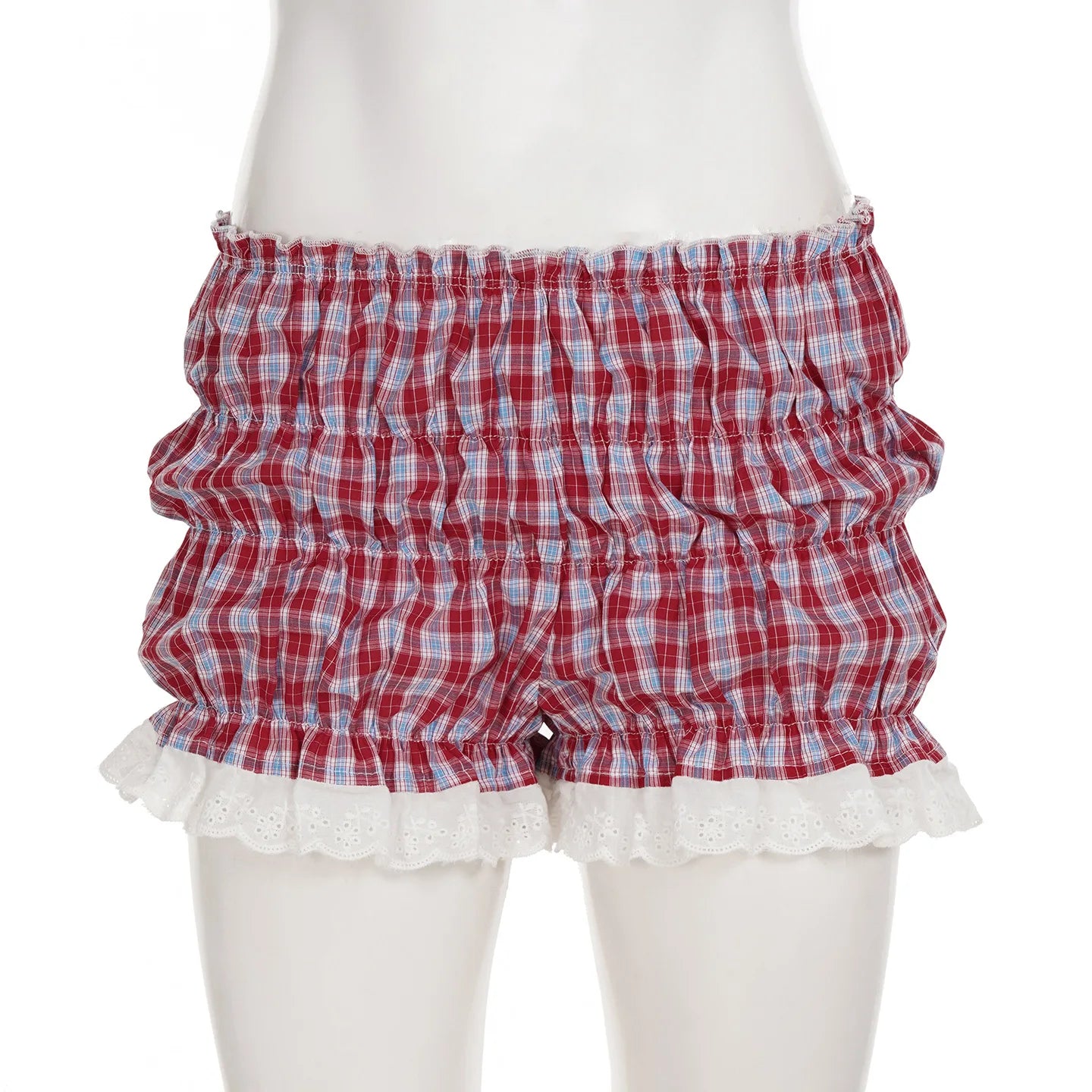 HLJ&GG White Knit Letter Fashion Y2K Outfits Women O Neck Sleeveless Slim Crop Top + Lace Plaid Shorts Two Piece Sets Streetwear