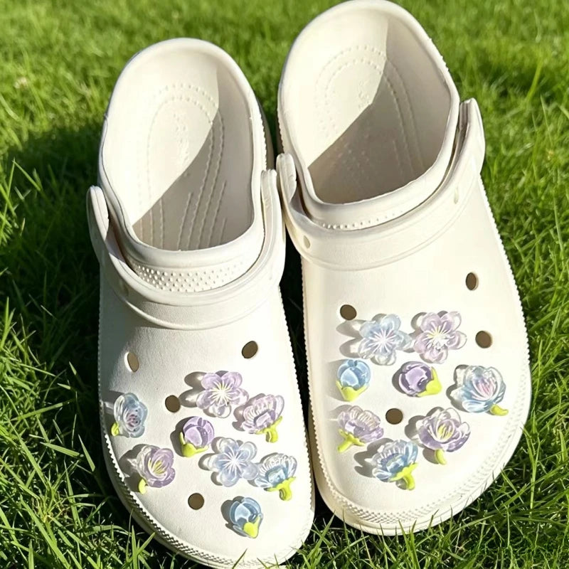 Hot sales Fashion shoe Charms for Iced Cherry Blossoms Clogs Shoe Buckle Cute shoe Accessories Decoration for Girls Gift