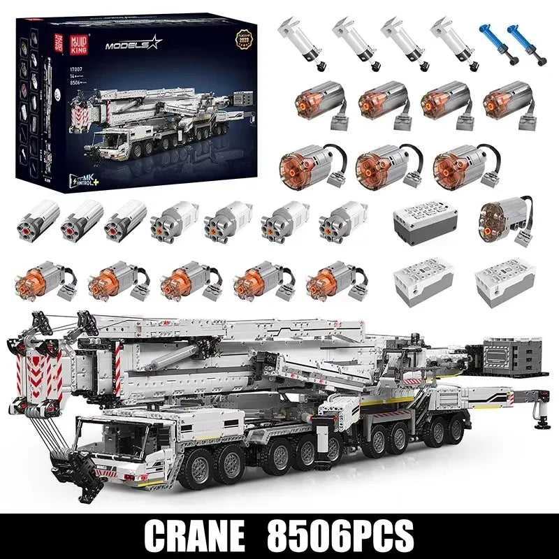Mould King 17007 17008 Technical Truck Building Block Remote Control Liebherred LTM 11200 Crane Model Kids Christmas Car Toys