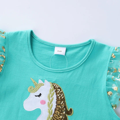 Girls' Unicorn Dress: Children's Spring/Summer New Sleeveless Embroidered Party Dress SH1696