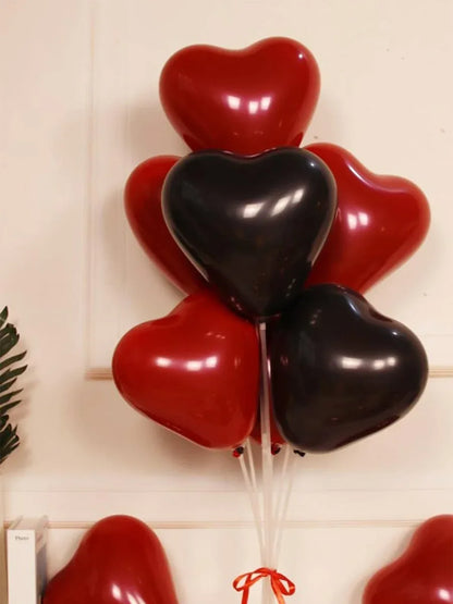 10/20Pcs Heart Shaped Balloons Red Pink Black Latex Balloon for DIY Valentine's Day Engagement Wedding Party Anniversary Decor