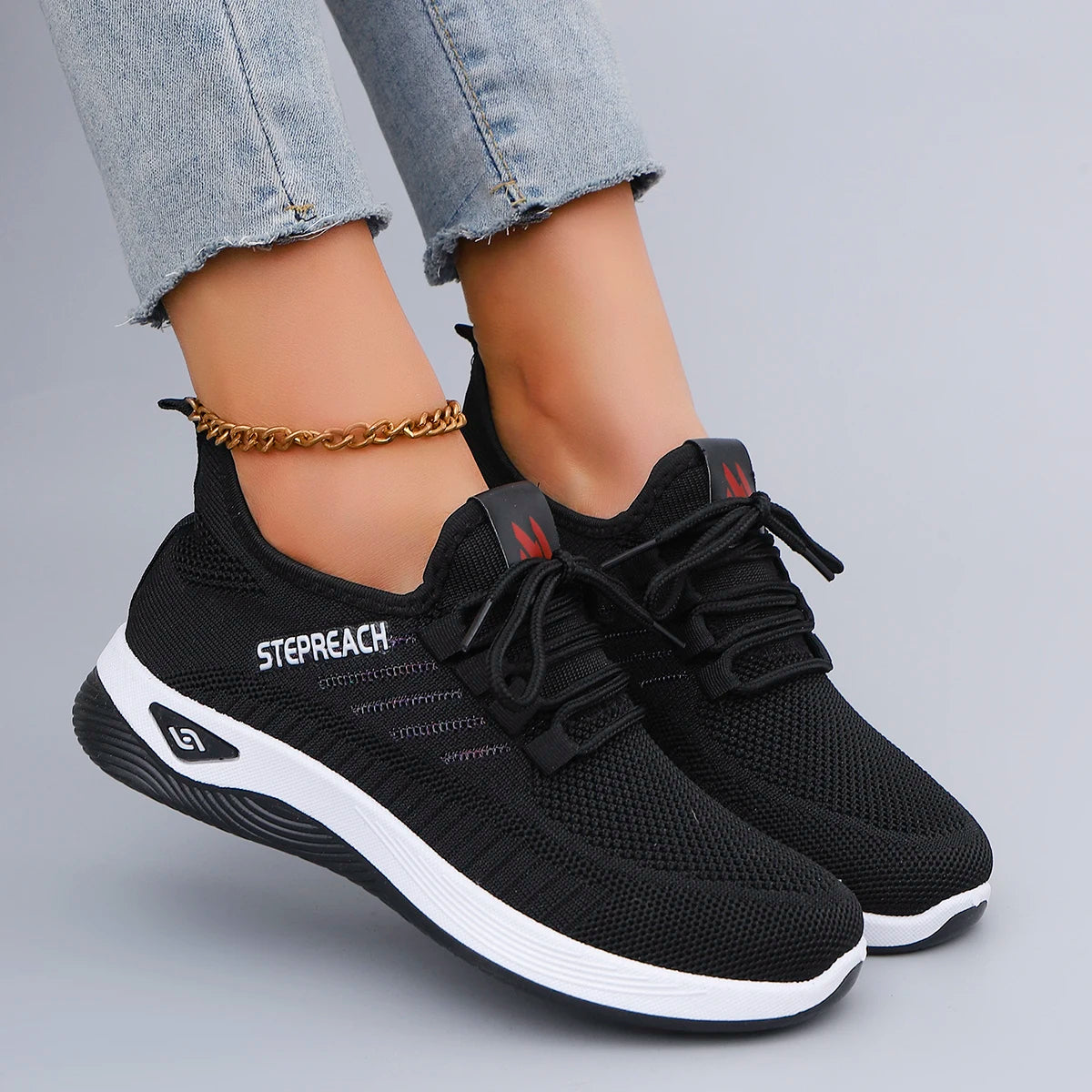 Spring and Autumn New Women's Casual Lace up Comfortable, Breathable, Lightweight and Wear-Resistant Sports Shoes