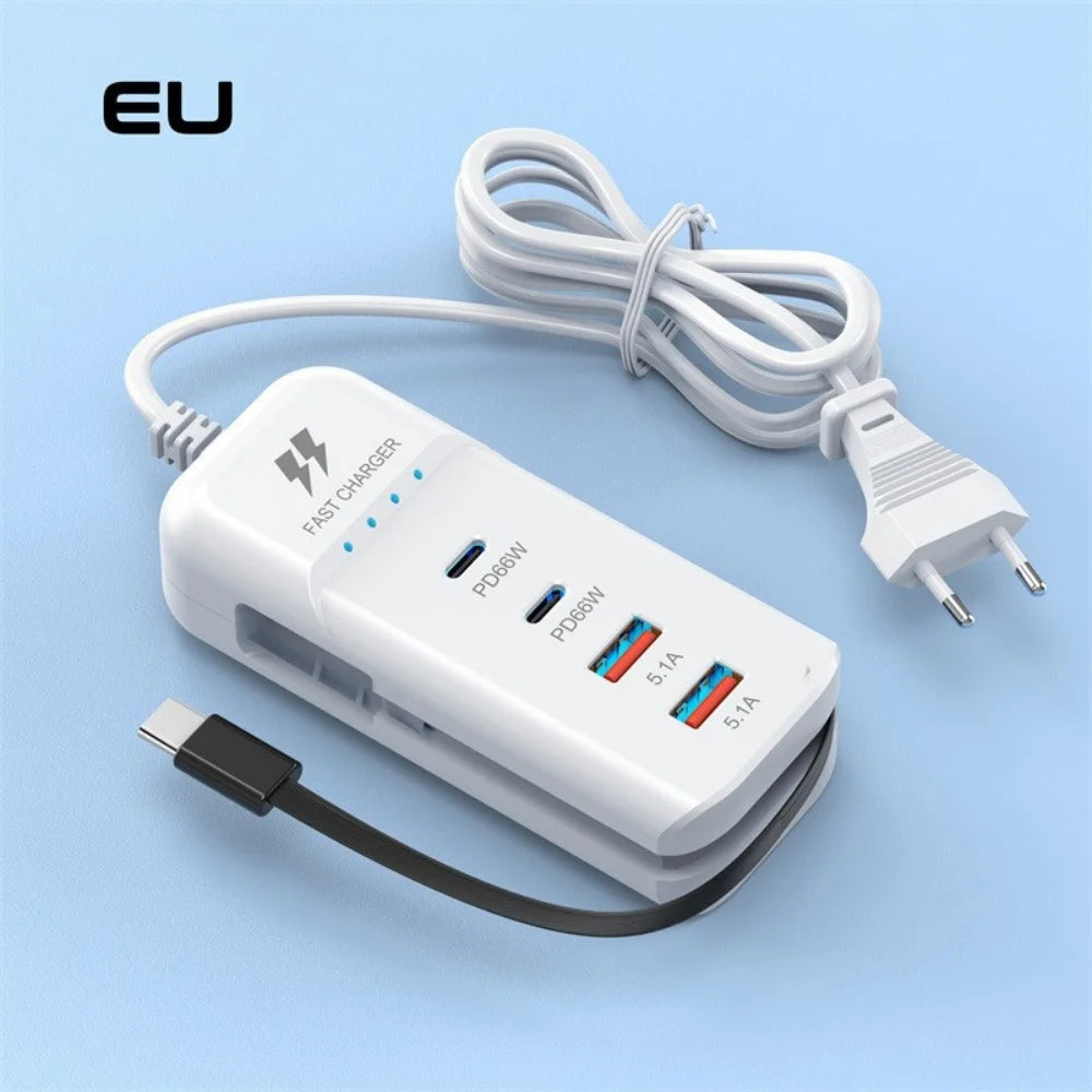66W Muti Ports USB Type C Charger Socket EU/US/UK Fast Charging Plug Wall Adapter For Xiaomi Samsung Xiaomi Charger Power Strip