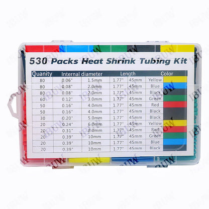 328PCS 164-560pcs Heat Shrink Tube Tubing Insulation Shrinkable Tube Assortment Electronic Polyolefin Wire Cable Sleeve Kit