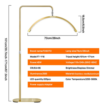 Fosoto Multiple Professional Half-Moon Light LED Lash Light  Ring Light For Makeup Beauty Salon Eyebrow Tattoo photography Video