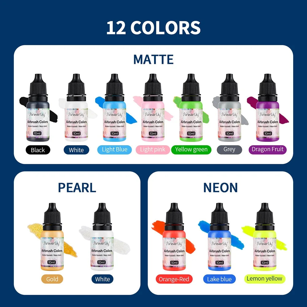 12pcs Nail Polish Paint Airbrush Nail Ink Use For Airbrush Spray Gun Color Painting Stencil Making Hollow Pattern Nail Art Tools