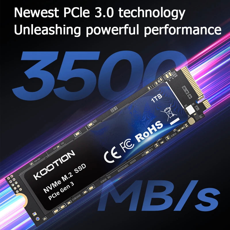 KOOTION SSD NVMe M.2 2280 2TB 1TB 512GB 256GB Internal Solid State Hard Disk PCIe 3.0x4 Gen3 M2 SSD Drive for PC Laptop Desktop