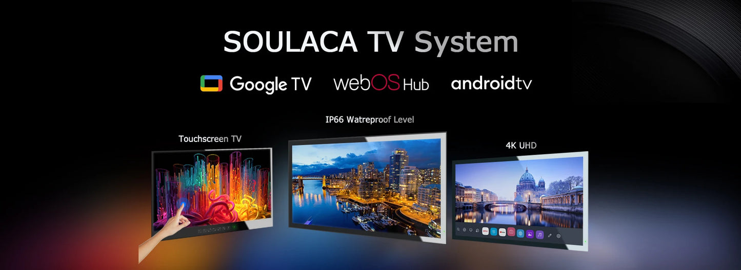 Soulaca Outdoor TV, 55" 4K Smart Outdoor TV, 2000 Nit High Brightness, IP65 Waterproof, Sunlight Readable Display