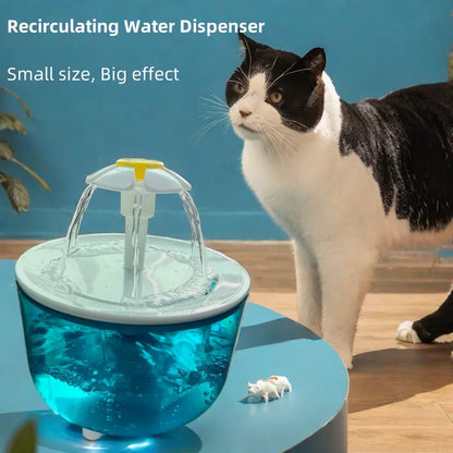 Cat Water Fountain, 1.2L Recirculating Pet Water Dispenser, USB Powered, Silent, with Filter Foam for Cats and Small Dogs