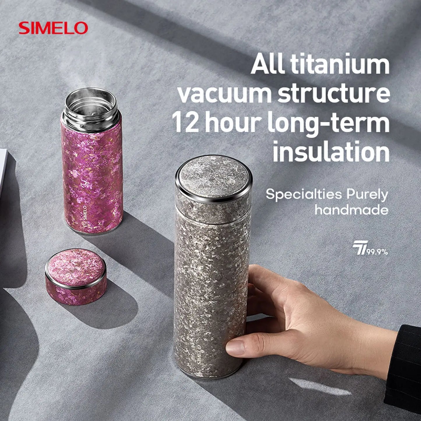 SIMELO Pure Titanium Insulated Cup Large Capacity Portable Water Bottle Business Gift Box Accompanying Mug for Travel Outdoor
