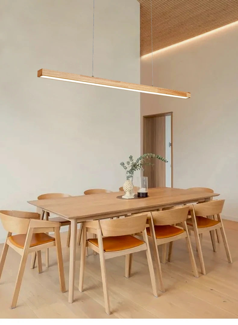 Modern Hanging Chandelier For Dining Room Kitchen Shop Long Table Wooden Chandelier Pendent Lamp Minimalist Design Led Lighting