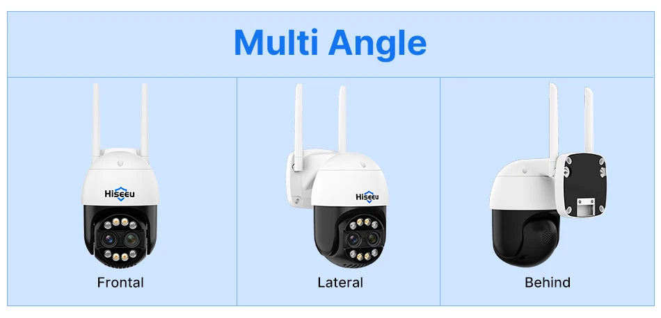 Hiseeu 4K 8MP Dual Lens PTZ Wifi IP Camera 8X Zoom Outdoor HD Full Color Night Vision Human Detection Video Surveillance Cameras