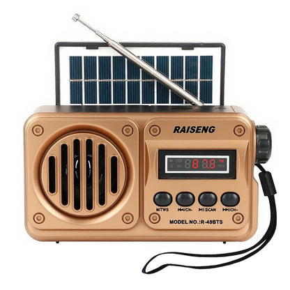 Solar Charging FM Radio Bluetooth Speaker with USB/TF MP3 Playback, Rechargeable Radio Receiver Portable Design for Home&Outdoor