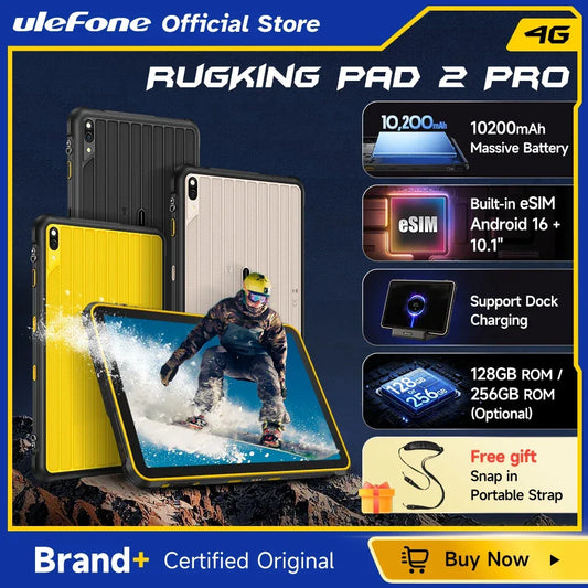 [Built-in eSIM] Ulefone RugKing Pad 2 Pro Rugged Tablet 10200mAh 10.1"Up to 16GB RAM,256GB ROM Android 16 48MP 10.1"  4G Global