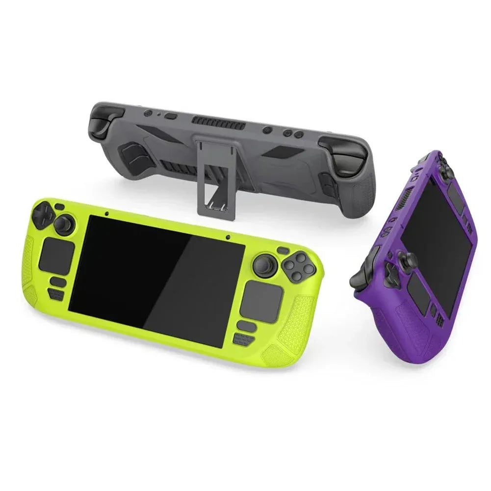 Console Protector Case For Steam Deck Host Anti-Slip Soft Shell Protective Case With Holder Stand For Steam Deck Game Console