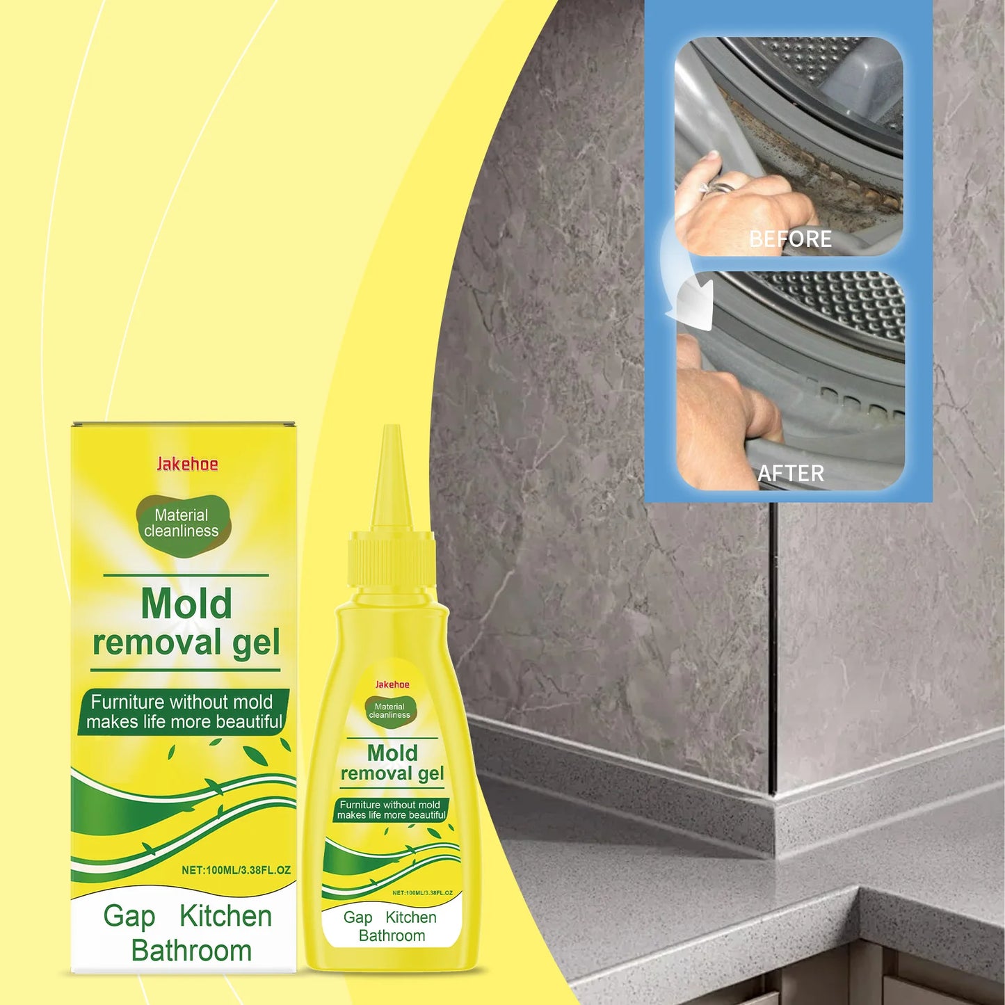 JAKEHOE Kitchen Cleaning Gel Quickly Dissolving Mildew Stains Eliminate Odors No Residue Household Mold Remover Gel for Bathroom