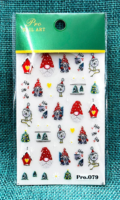 1pc Christmas Nail Art Stickers 5D Winter Holiday Themed Nail Decor Santa/Snowflakes/Christmas Trees/Gingerbread Nail Supplies *