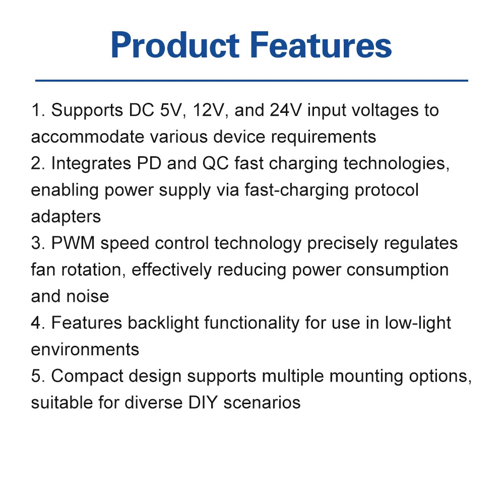 PWM Fan Controller With PD QC Fast Charging DC 12V 24V 5V Multi-Voltage Input Speed Regulator For DIY Cooling Fans