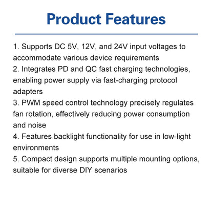 PWM Fan Controller With PD QC Fast Charging DC 12V 24V 5V Multi-Voltage Input Speed Regulator For DIY Cooling Fans