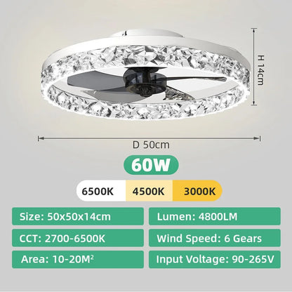Modern Ceiling Fans Infinitely Dimmable Household Black White Ceiling Lamp With Remote Control Bedroom Living Room LED Fixtures