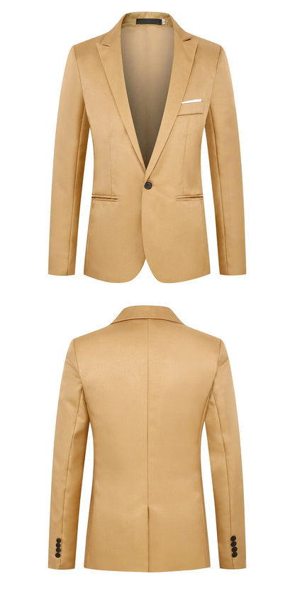 Men's Casual Business Trendy Suit Jacket Autumn Light Luxurious Slim Non-ironing Anti-wrinkle Solid Color Versatile Suit